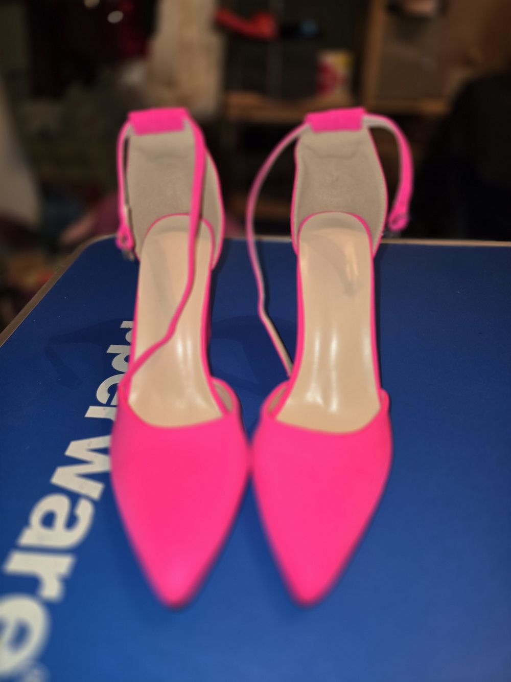 Women’s Hot Pink Pointed Toe Ankle-Strap Heels